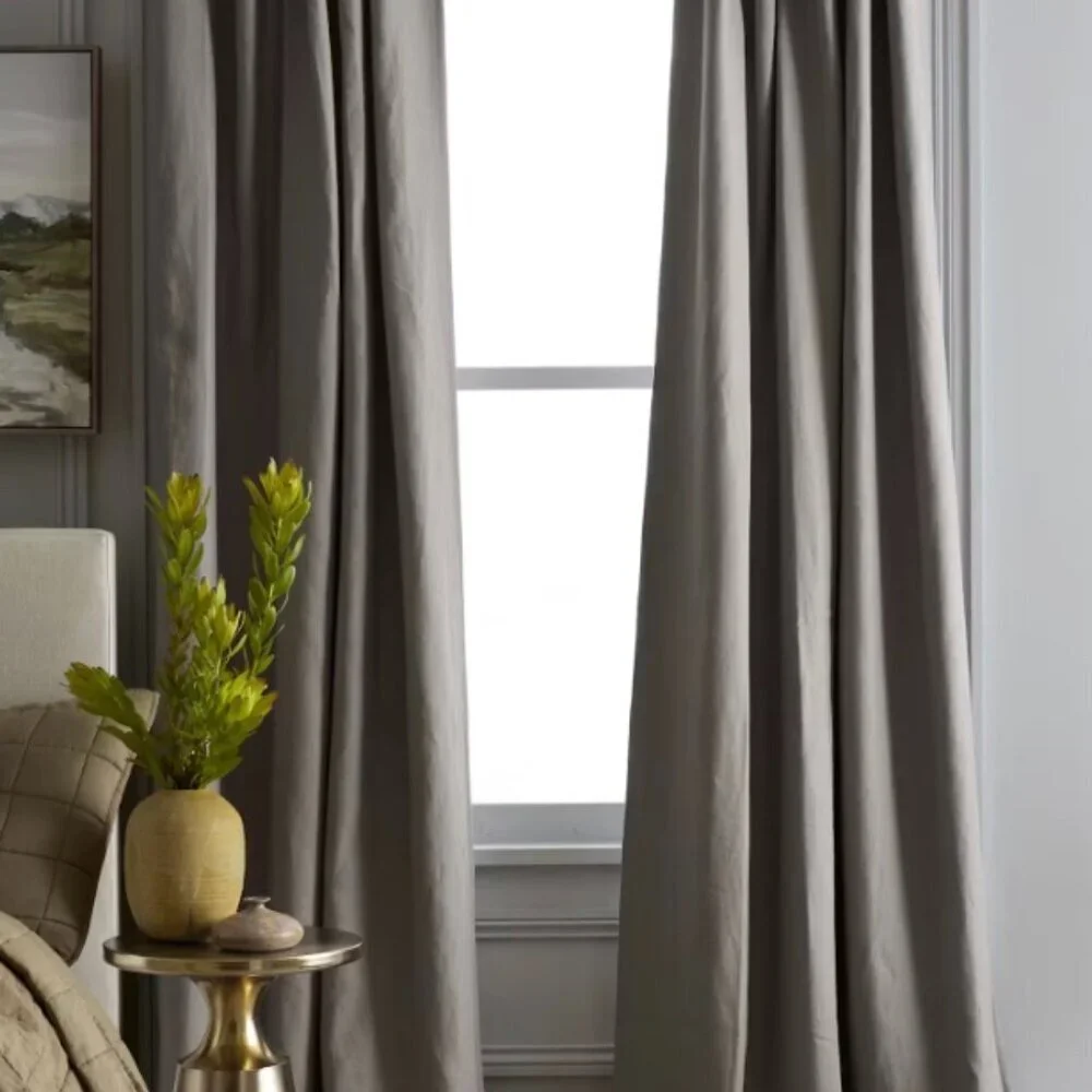 Quince European Linen Room Darkening Curtain 48X108 Gray NWOT #10